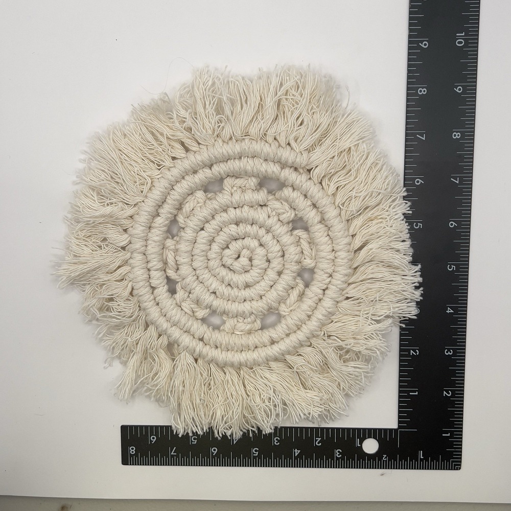 Macrame Coaster‎ Boho Earthy Decor Handmade Gift Cotton 7"